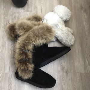 Genuine Coyote Fur Winter Suede Boots